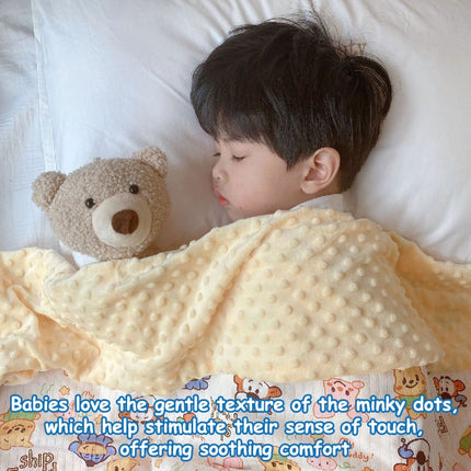 HOMIE Snuggle Soft Minky Baby Blankets/Ultra-Soft Minky Dot Fabric & Cute Cartoon Prints【110x150cm】