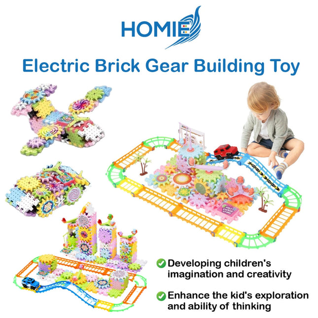 HOMIE Electric Brick Gear Building Toy/DIY Building Block Toy Set/Interlocking Learning Blocks