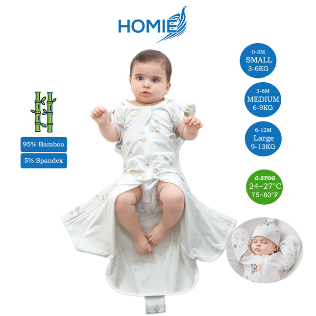 Bamboo Swaddle Sack (0–12M) – Two-Way Zipper & Leg Freedom