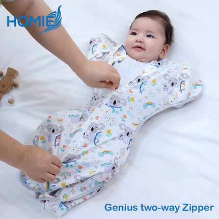 Bamboo Swaddle Sack (0–12M) – Two-Way Zipper & Leg Freedom