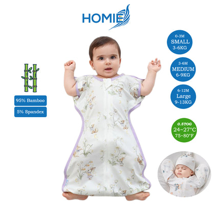 Bamboo Swaddle Sack (0–12M) – Two-Way Zipper & Leg Freedom