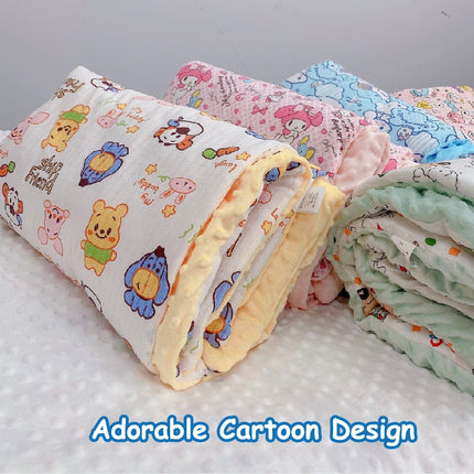 HOMIE Snuggle Soft Minky Baby Blankets/Ultra-Soft Minky Dot Fabric & Cute Cartoon Prints【110x150cm】
