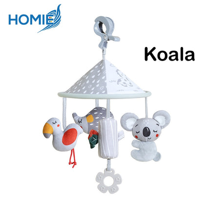 HOMIE Soft Plush Animal Rotating Crib & Stroller Rattle Toy/Hanger Clip Rattle Teether Ring Bell Toy