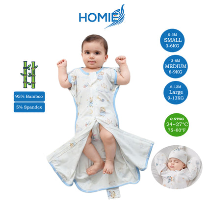 Bamboo Swaddle Sack (0–12M) – Two-Way Zipper & Leg Freedom