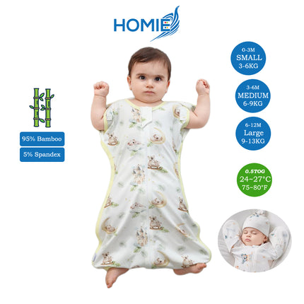 Bamboo Swaddle Sack (0–12M) – Two-Way Zipper & Leg Freedom