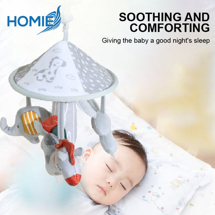 HOMIE Soft Plush Animal Rotating Crib & Stroller Rattle Toy/Hanger Clip Rattle Teether Ring Bell Toy