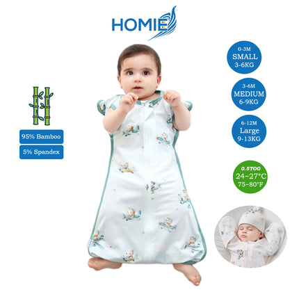 Bamboo Swaddle Sack (0–12M) – Two-Way Zipper & Leg Freedom
