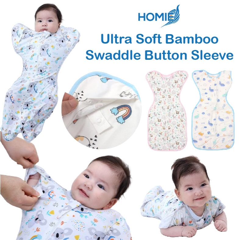 HOMIE Ultra Soft Organic Baby Bamboo Button Sleeve Swaddle and Sleeping Bag-Arms Up Position (6-12m) (Copy)