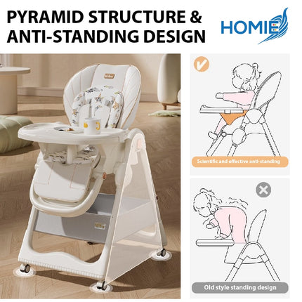 HOMIE Multifunctional Children Tableware/Double Layer Dinner Plate/Height Adjustable/One-Key Folding