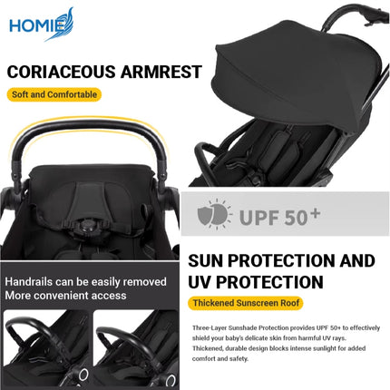 HOMIE Automatic Folding Baby Stroller/Lightweight/Soft & Breathable/MultiGear Adjustment/Large Space