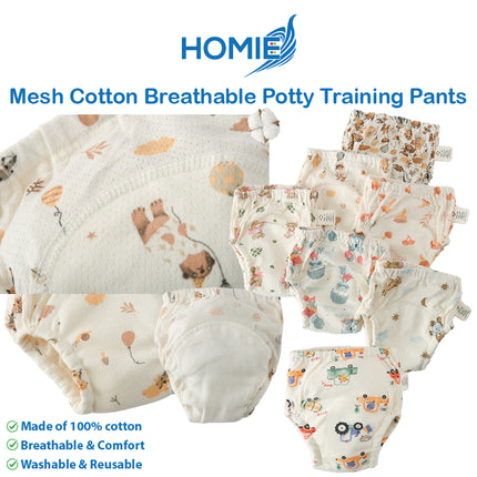 HOMIE Mesh Cotton Breathable Potty Training Pants/Baby Toilet Infant Learning Pant/Reusable/Washable