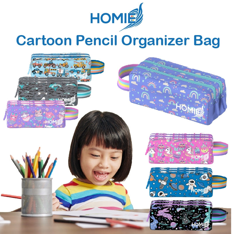 HOMIE Cartoon Pencil Bag–Double Pockets/Superior Quality/Stylish/ Multi-Purpose Organizer【22x8x10cm】