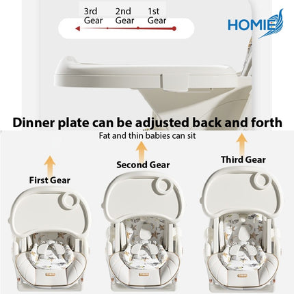 HOMIE Multifunctional Children Tableware/Double Layer Dinner Plate/Height Adjustable/One-Key Folding