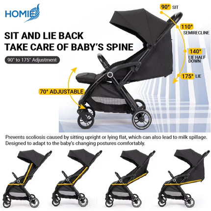 HOMIE Automatic Folding Baby Stroller/Lightweight/Soft & Breathable/MultiGear Adjustment/Large Space
