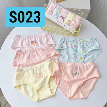 Girl Kids Soft Cotton Underwear/Cute Design/ Soft/ Breathable/ Durable/ Reusable (1 set 5 pcs)