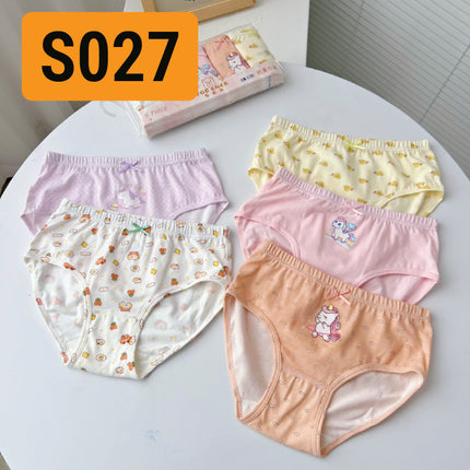 Girl Kids Soft Cotton Underwear/Cute Design/ Soft/ Breathable/ Durable/ Reusable (1 set 5 pcs)