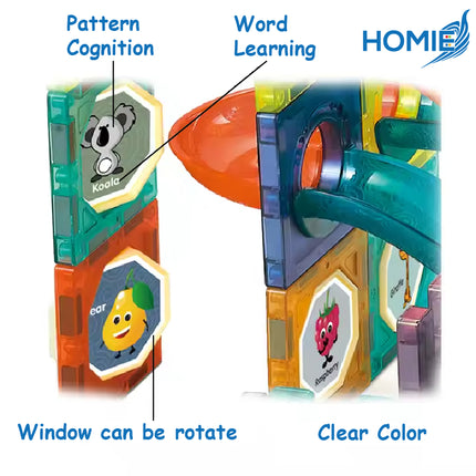 HOMIE Magic Magnetic Building Blocks Running Ball-STEM Learning/Marble Run Set/Creative Toy/Age 3+