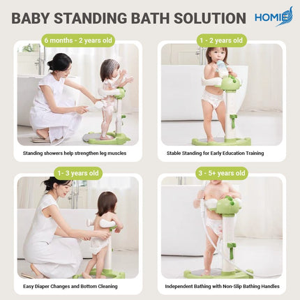 Baby Stand Shower Support / Bath Stand Rack Tool/Height & Armrest Range Adjustable