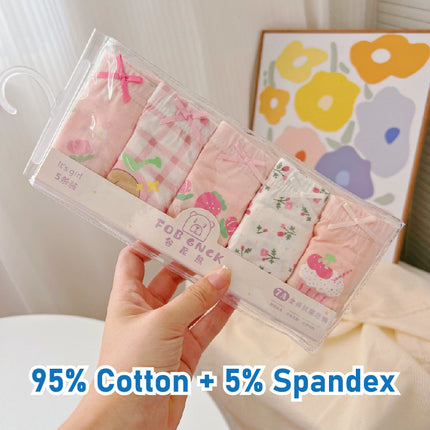 Girl Kids Soft Cotton Underwear/Cute Design/ Soft/ Breathable/ Durable/ Reusable (1 set 5 pcs)