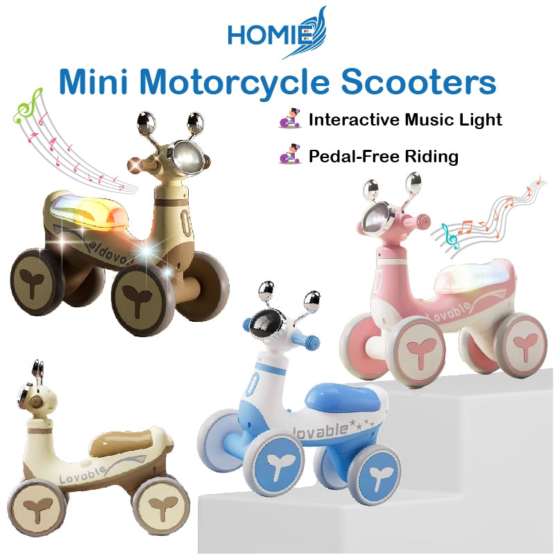 HOMIE Mini Motorcycle Scooter with music light/Sliding Balance Car for Kids/Pedal-free ride-on/1-3Y