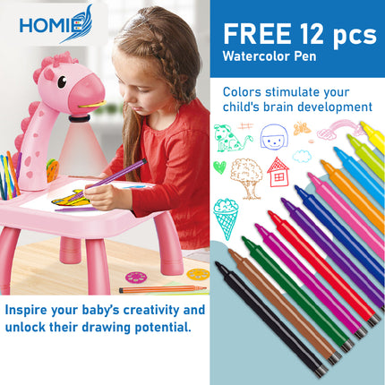 HOMIE Projection Painting Art Drawing Table/Musical Sketchpad/Educational Early Learning Board Desk