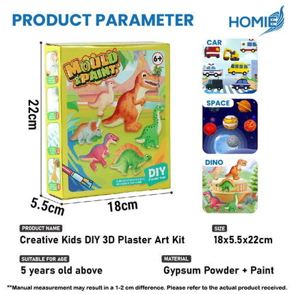 HOMIE Creative Kids DIY 3D Plaster Art Kit/Handmade Gypsum Mould Filling and Coloring Painting Game