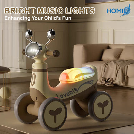 HOMIE Mini Motorcycle Scooter with music light/Sliding Balance Car for Kids/Pedal-free ride-on/1-3Y