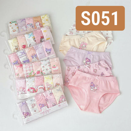 Girl Kids Soft Cotton Underwear/Cute Design/ Soft/ Breathable/ Durable/ Reusable (1 set 5 pcs)