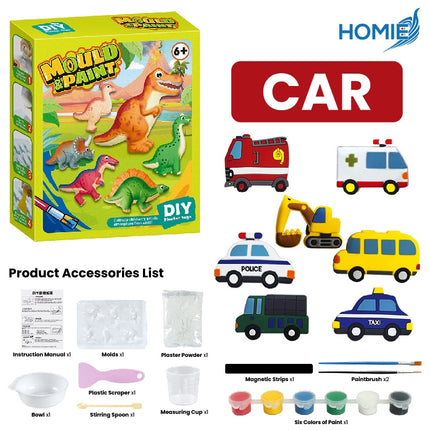 HOMIE Creative Kids DIY 3D Plaster Art Kit/Handmade Gypsum Mould Filling and Coloring Painting Game