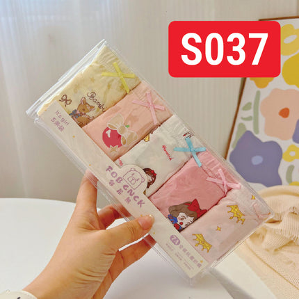 Girl Kids Soft Cotton Underwear/Cute Design/ Soft/ Breathable/ Durable/ Reusable (1 set 5 pcs)