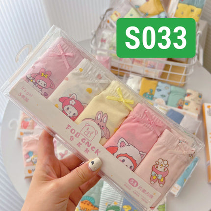 Girl Kids Soft Cotton Underwear/Cute Design/ Soft/ Breathable/ Durable/ Reusable (1 set 5 pcs)