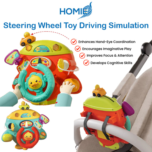 Steering Wheel Toy Driving Simulation/Stroller Game Play