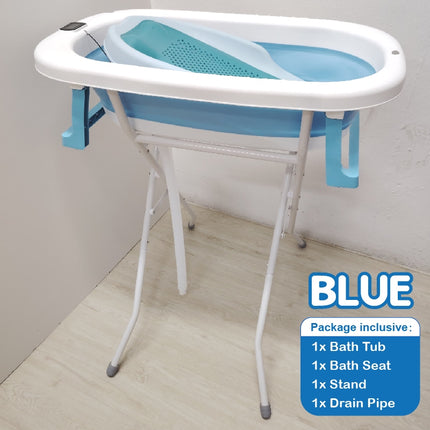 ECO Stand Foldable Bathtub with Thermometer & Bath Seat/Drain Pipe (Full Set)/ Without Bending Over