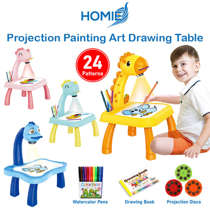 HOMIE Projection Painting Art Drawing Table/Musical Sketchpad/Educational Early Learning Board Desk