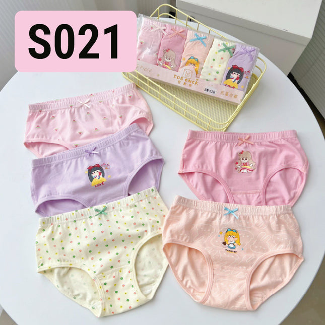 Girl Kids Soft Cotton Underwear/Cute Design/ Soft/ Breathable/ Durable/ Reusable (1 set 5 pcs)