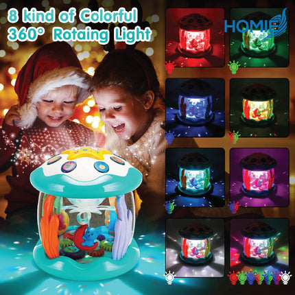 HOMIE Musical Rotating Light Toy/Interior 360° Auto Rotate Projection Switching/Multiple Music Drum