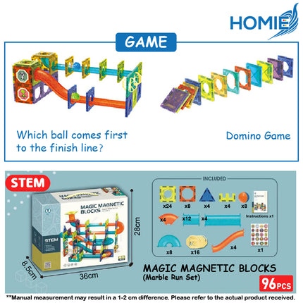 HOMIE Magic Magnetic Building Blocks Running Ball-STEM Learning/Marble Run Set/Creative Toy/Age 3+