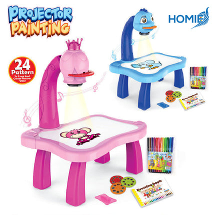HOMIE Projection Painting Art Drawing Table/Musical Sketchpad/Educational Early Learning Board Desk