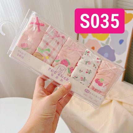 Girl Kids Soft Cotton Underwear/Cute Design/ Soft/ Breathable/ Durable/ Reusable (1 set 5 pcs)
