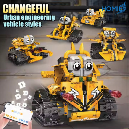 HOMIE ROBOTS PRO 5-in-1 STEM Robot Kit/RC Control,Programmable Construction Blocks for Kid/Dual Mode