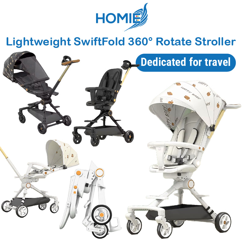 HOMIE Lightweight SwiftFold 360° Rotate Stroller-Dedicated for Travel/Adjustable Seat/ 2-Way Pushing