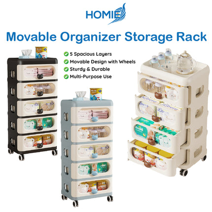 5 Layers Movable Organizer Storage Rack