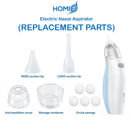HOMIE Electric Nasal Aspirator Replacement Parts | Spare Accessories | Silicone Tips | Cover |Sponge