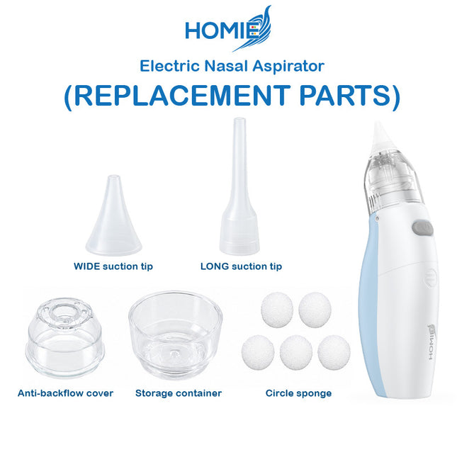 HOMIE Electric Nasal Aspirator Replacement Parts | Spare Accessories | Silicone Tips | Cover |Sponge