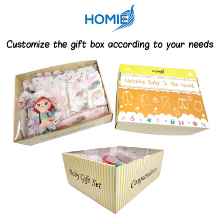 HOMIE Customized Newborn Baby Gift Set Box / Personalized Baby Hamper / Welcome Baby Boy Girl Gifts