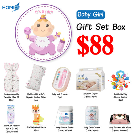 HOMIE Customized Newborn Baby Gift Set Box / Personalized Baby Hamper / Welcome Baby Boy Girl Gifts