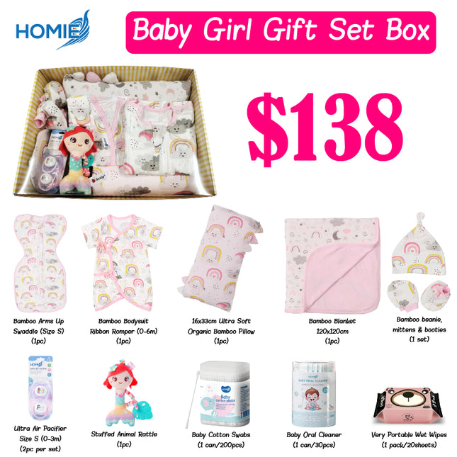 HOMIE Customized Newborn Baby Gift Set Box / Personalized Baby Hamper / Welcome Baby Boy Girl Gifts