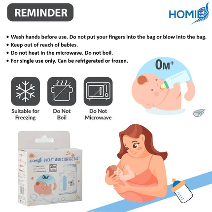Breast Milk Disposable Storage Bag (250ml / 8oz per bag) 30pcs