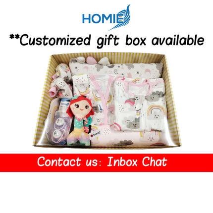 HOMIE Customized Newborn Baby Gift Set Box / Personalized Baby Hamper / Welcome Baby Boy Girl Gifts