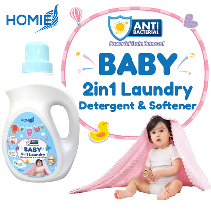 HOMIE Baby 2-in-1 Laundry Detergent & Softener/Coconut Oil Extract/Bio-Enzyme Formula/Antibacterial
